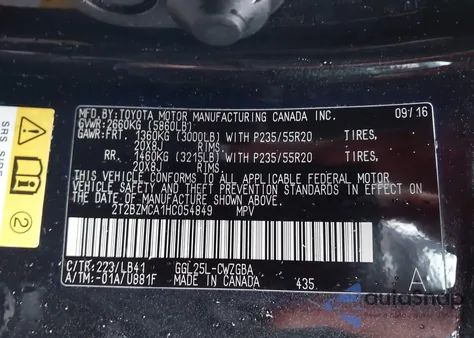 2017 Lexus Rx 350 z USA, uszkodzony, nr VIN 2T2BZMCA1HC054849